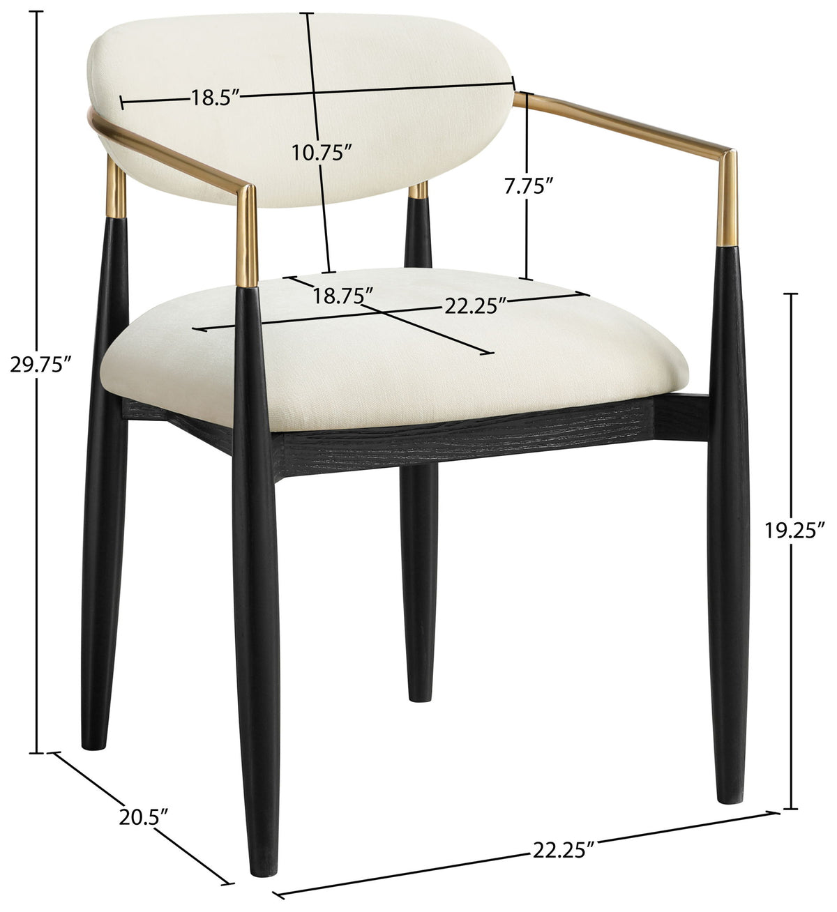 Riccio - Fabric Dining Arm Chair (Set of 2) - Black And Gold Frame