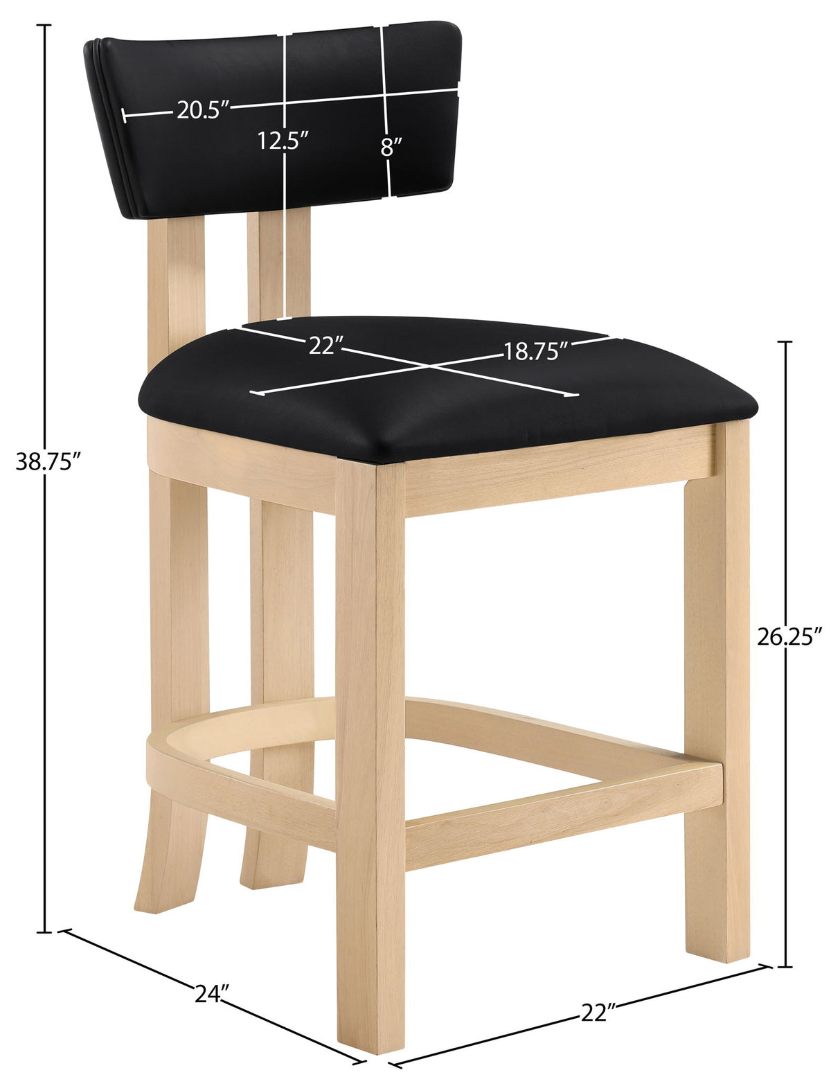 Lavrin - Vegan Leather Counter Stool (Set of 2) - Natural Base
