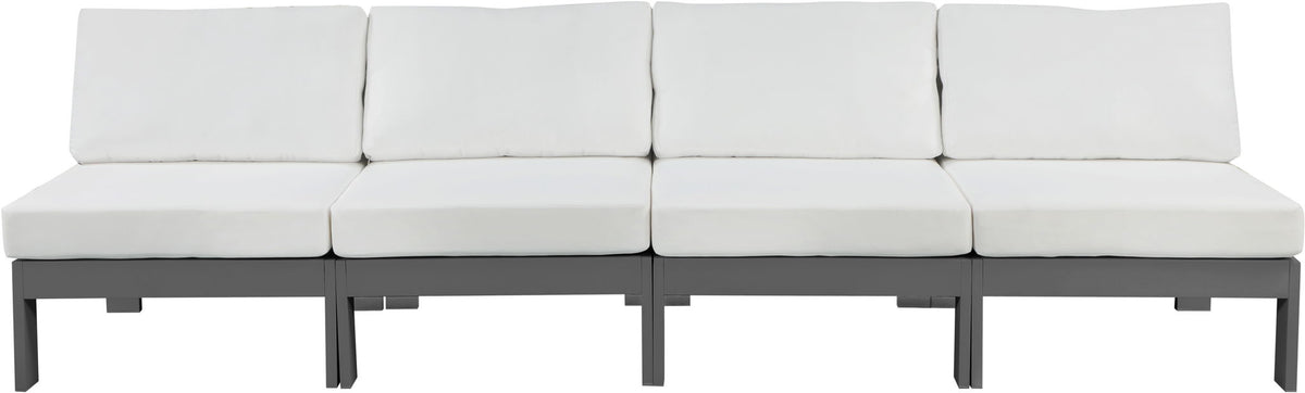 Nizuc - Outdoor Patio 4 Seat Armless Modular Sofa With Gray Frame