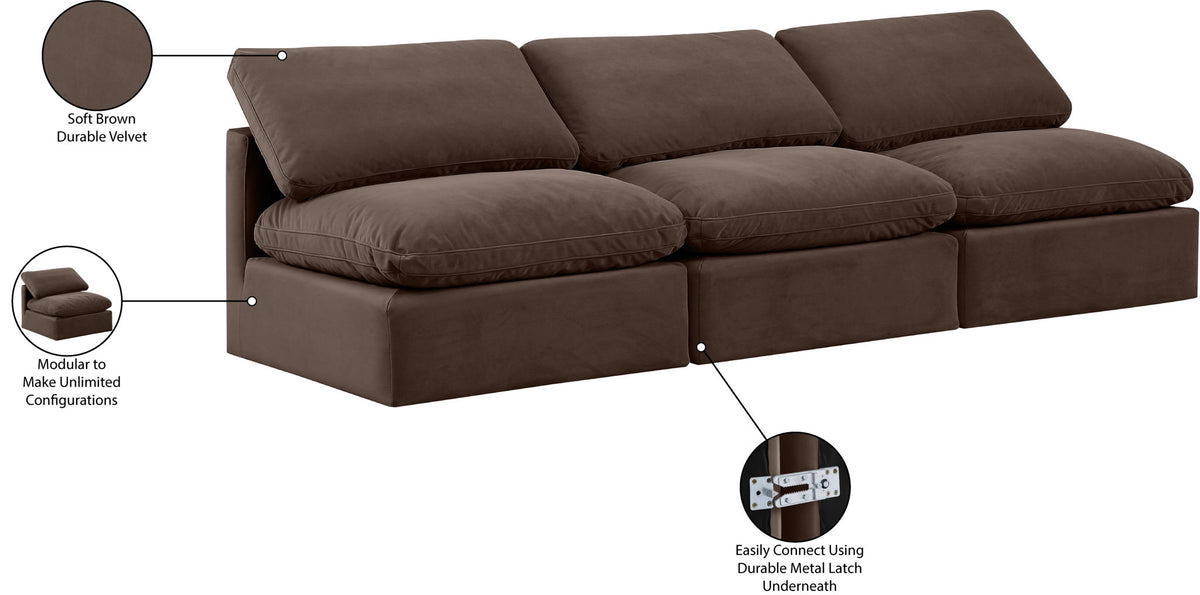 Indulge - Velvet 3 Seat Modular Armless Sofa