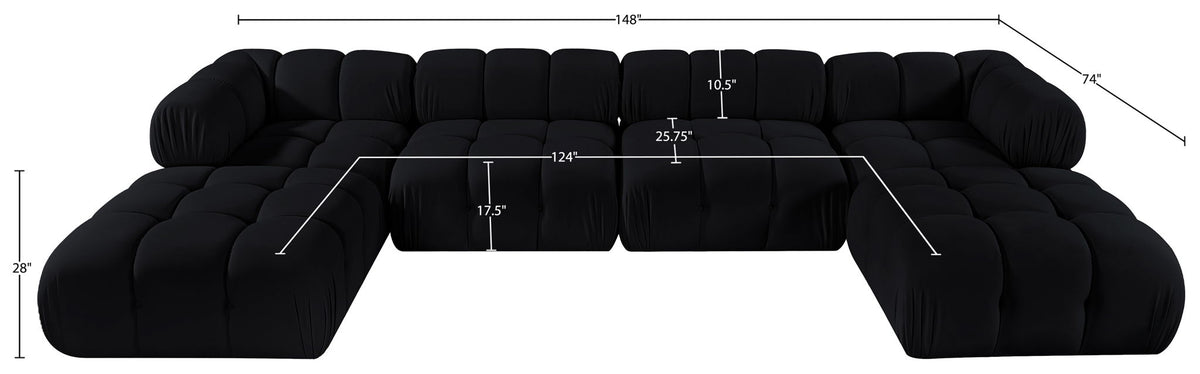 Orin - Velvet 6 Piece Modular Double Chaise Sectional