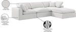 Comfy - 4 Piece Velvet Modular Sectional With Chaise - White