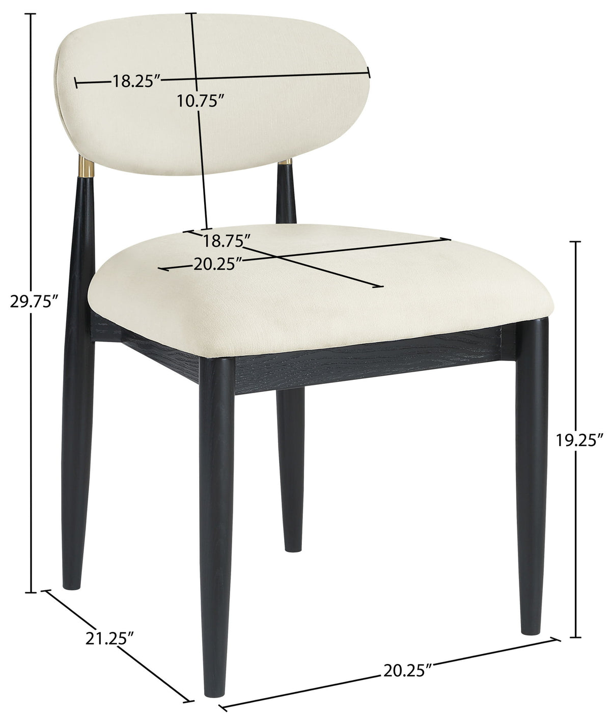 Riccio - Fabric Dining Side Chair (Set of 2) - Black And Gold Frame