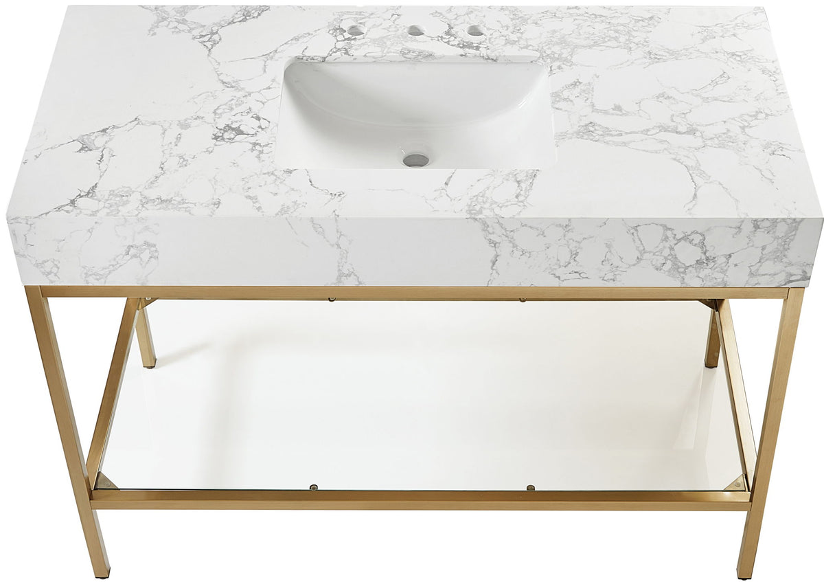 Marmo - Engineered Marble Bathroom Vanity With Gold Base