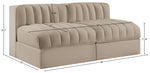 Rummi - Velvet Performance Fabric Upholstered 2 Piece Modular Armless Loveseat