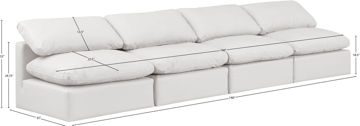 Indulge - Faux Leather 4 Seat Modular Armless Sofa