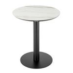 Jazmin - 40" Outdoor Round Sintered Stone Bar Table With Aluminum Pedestal Base - Black / White