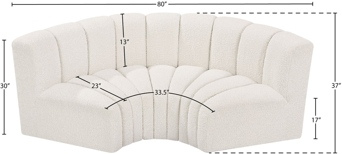 Arc - Boucle Fabric 3 Piece Modular U-Shaped Sofa