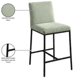 Reeves - Chenille Fabric Upholstered Counter Stool (Set of 2) - Black Base