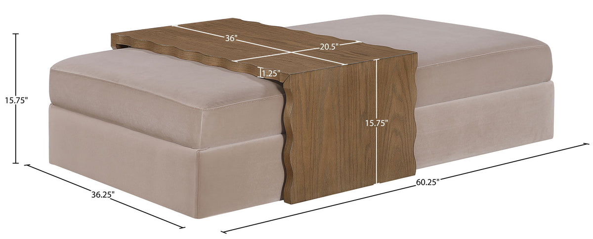 Woodra - Velvet Coffee Table/Ottoman