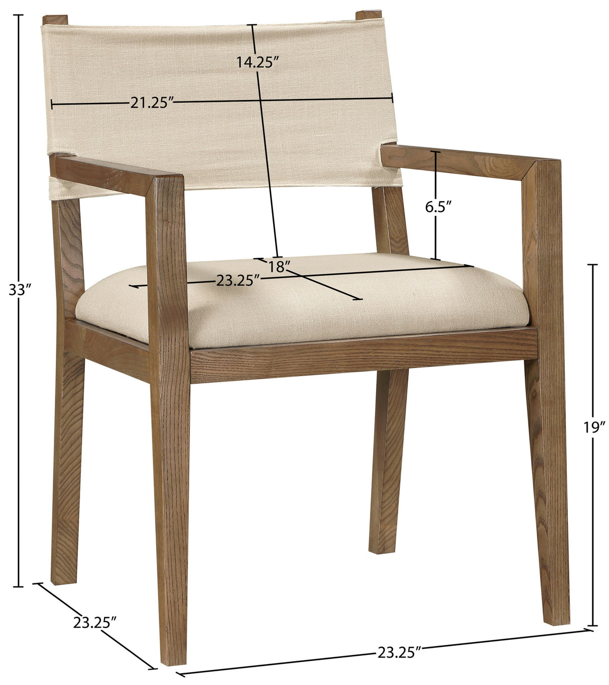 Avon - Linen Textured Performance Fabric Upholstered Dining Arm Chair
