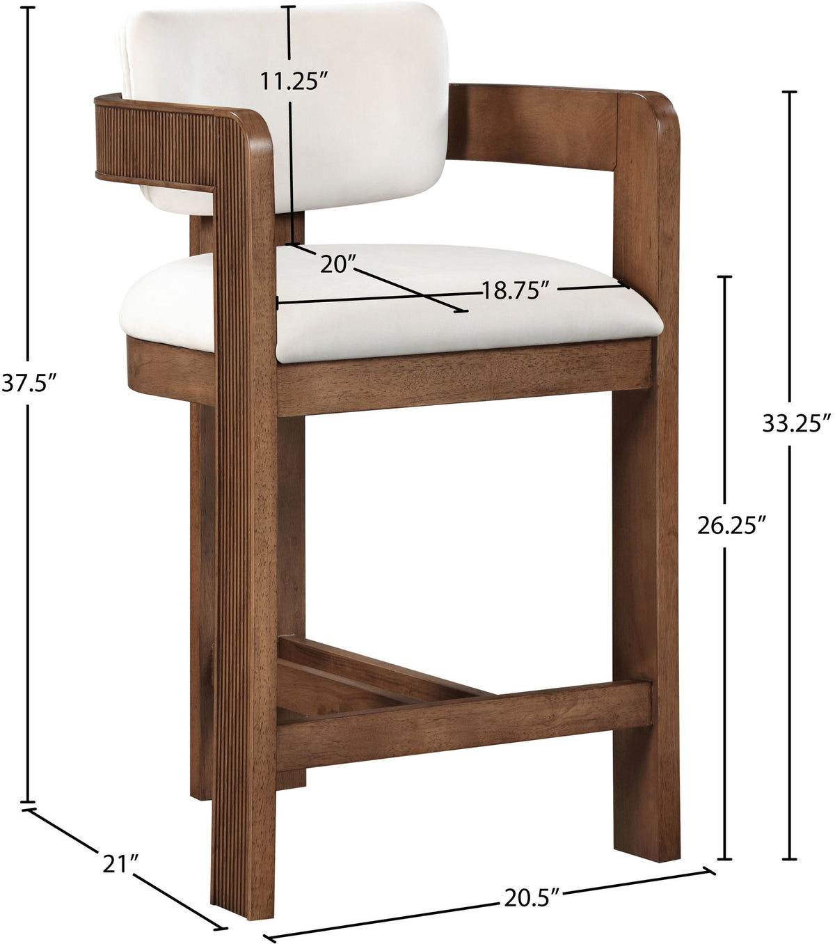 Sacha - Velvet Stool With Brown Base