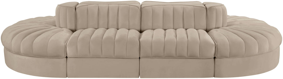 Rummi - Oval Velvet Performance Fabric Upholstered 8 Piece Modular Sectional
