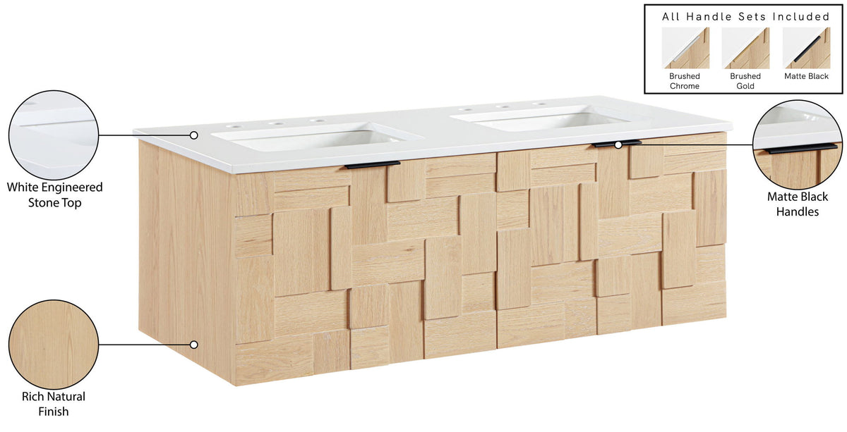 Leonardo - Engineered Stone And Solid Wood 24" Wall Mounted Bathroom Vanity
