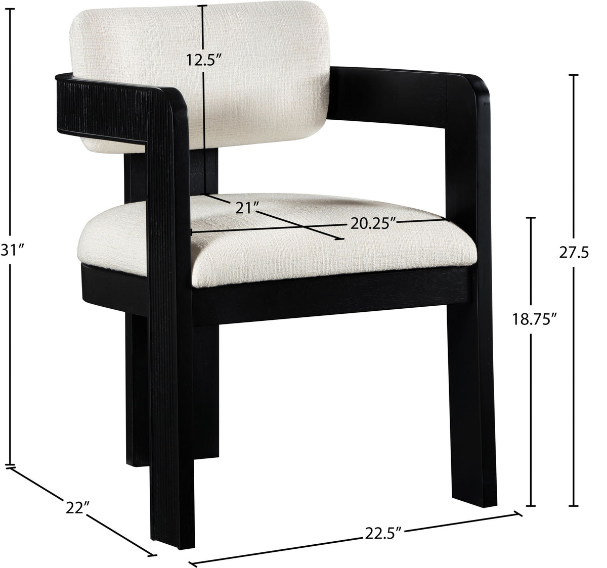Sacha - Linen Dining Chair With Black Base (Set of 2)