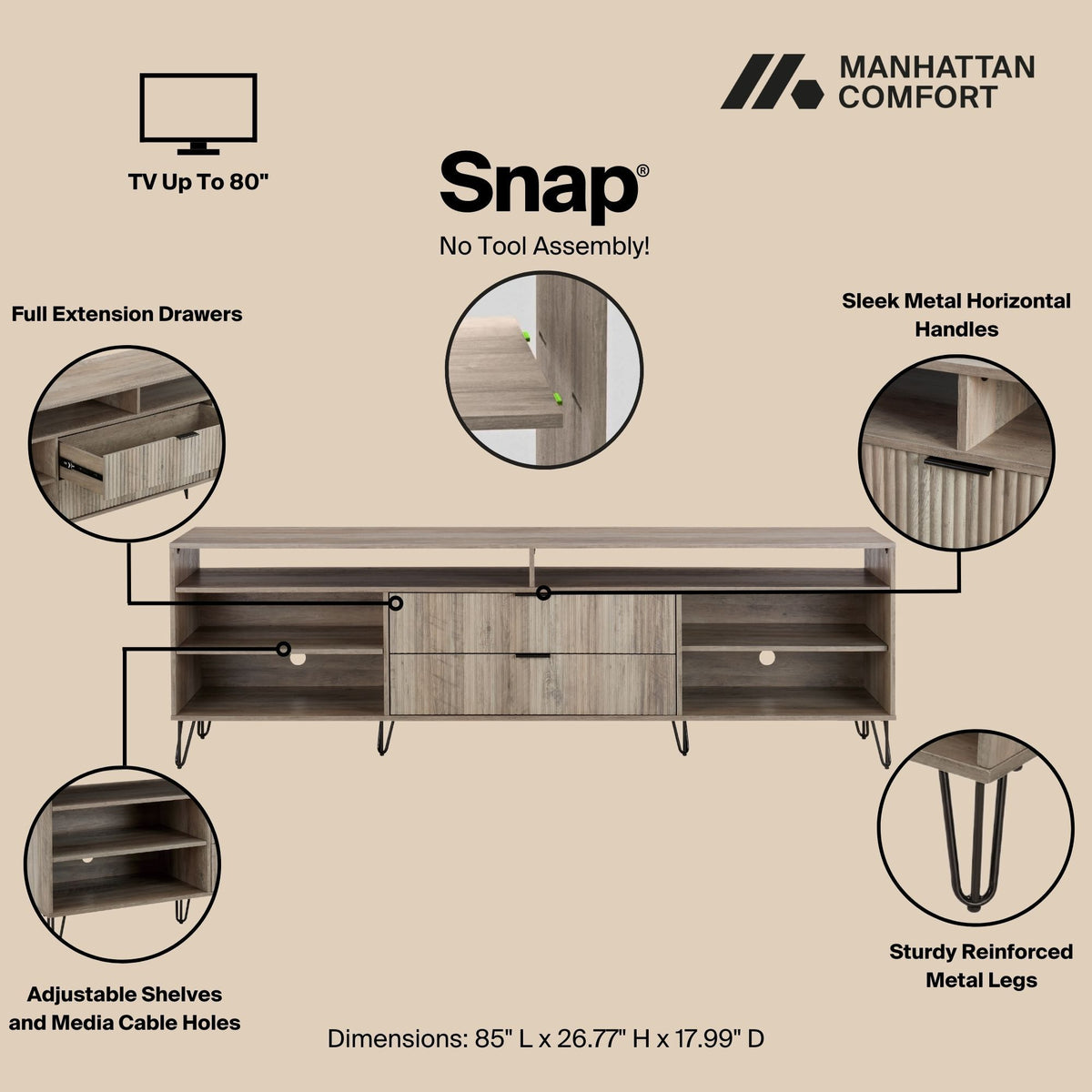 Manhattan Dumbo - Fluted TV Stand