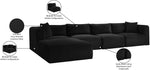 Shaggy - 5 Piece Modular Sectional With Ottoman