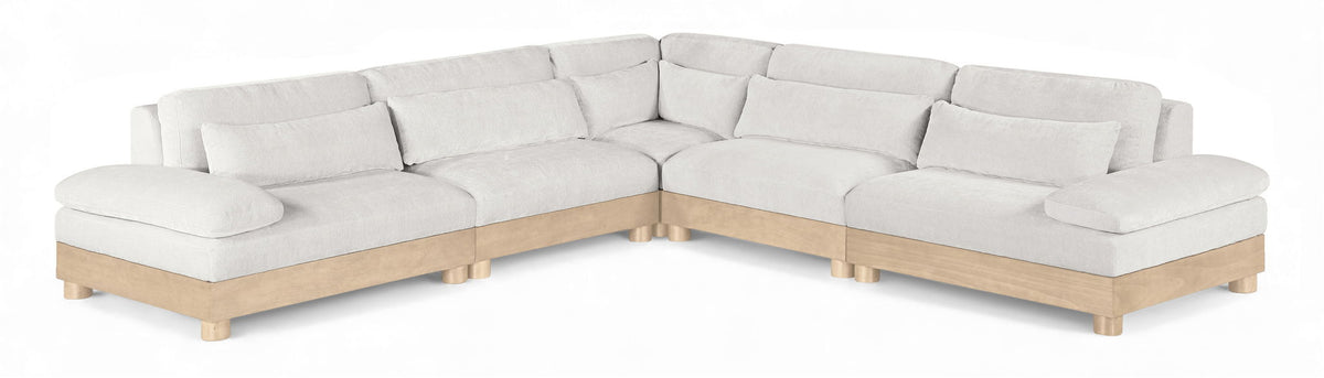 Turin - Chenille Fabric Upholstered Modular Sectional - White