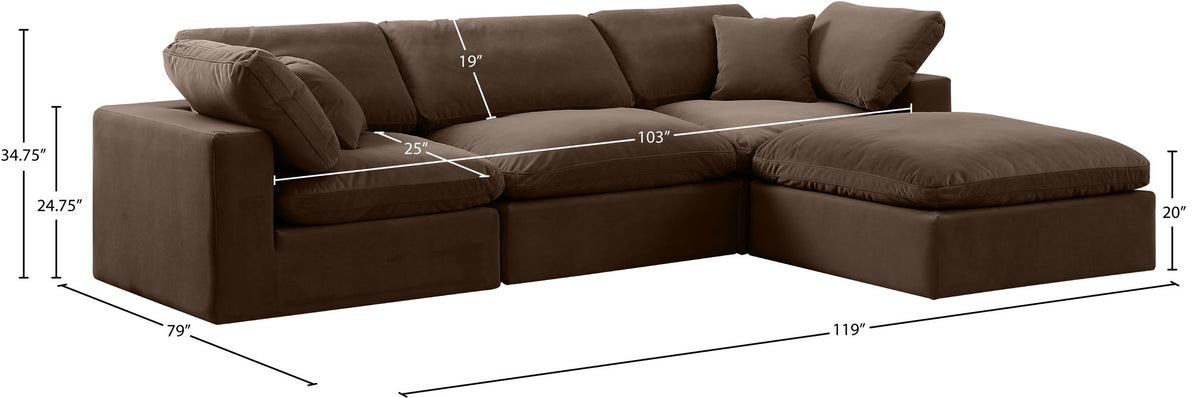 Comfy - 4 Piece Velvet Modular Sectional With Chaise