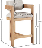Sacha - Linen Stool With Natural Base