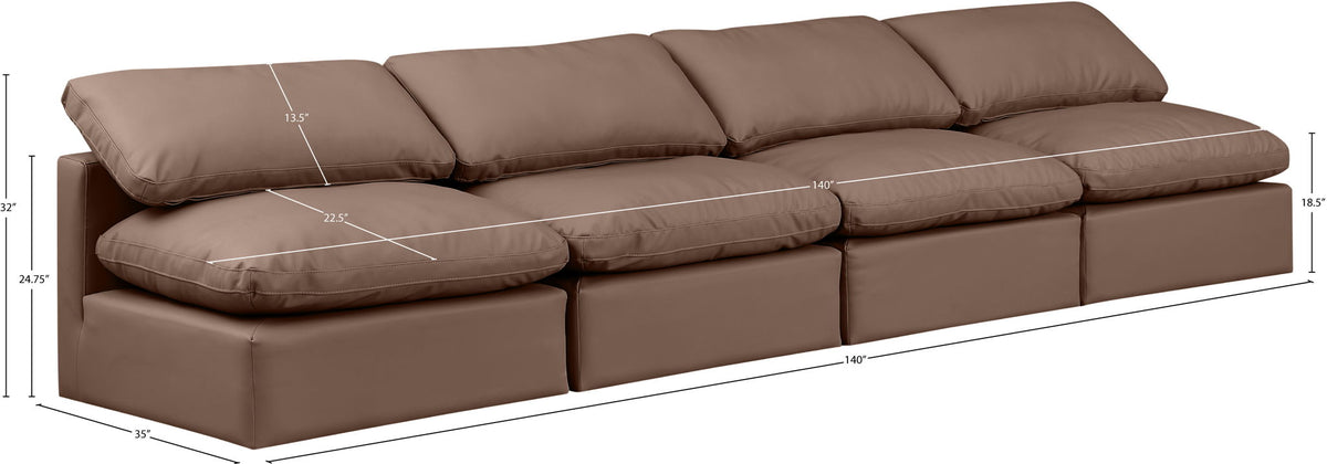Indulge - Faux Leather 4 Seat Modular Armless Sofa