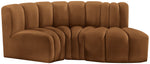 Arc - Velvet 3 Piece Modular L-Shaped Sofa - Saddle