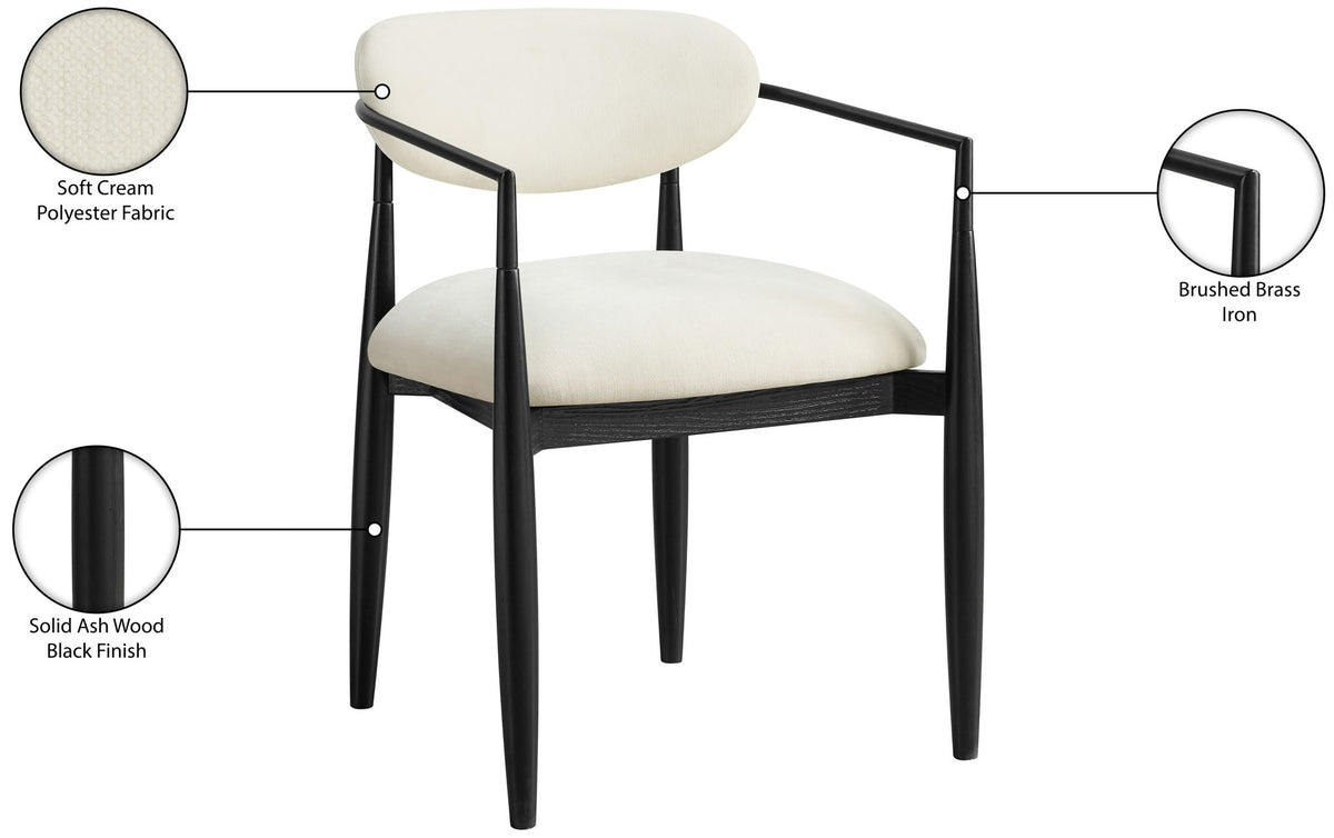Riccio - Fabric Dining Arm Chair (Set of 2) - Black Frame