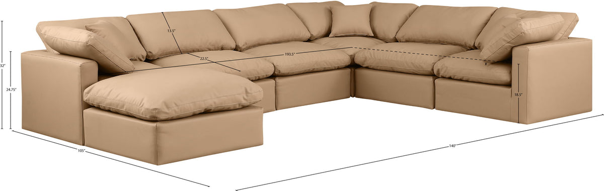 Indulge - Faux Leather 7 Piece Modular Sectional - Tan