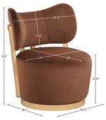 Elara - Velvet Upholstered Swivel Accent Chair - Stained Natural