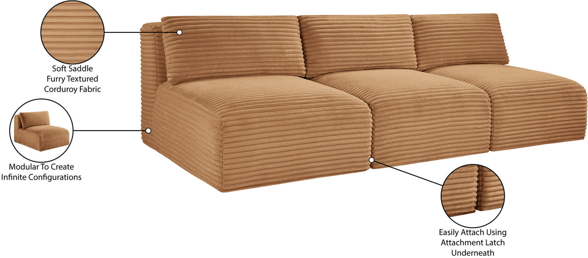 Shaggy - Fabric 3 Seat Modular Armless Sofa