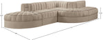 Rummi - Rounded Velvet Performance Fabric Upholstered 5 Piece Modular Sectional