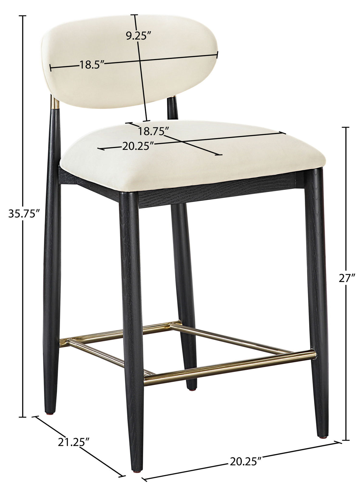 Riccio - Stool - Black And Gold Frame