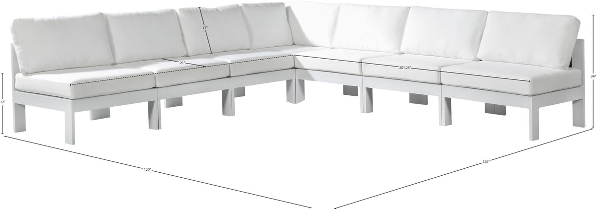 Nizuc - Outdoor Patio 7 Piece Modular Sectional With White Frame