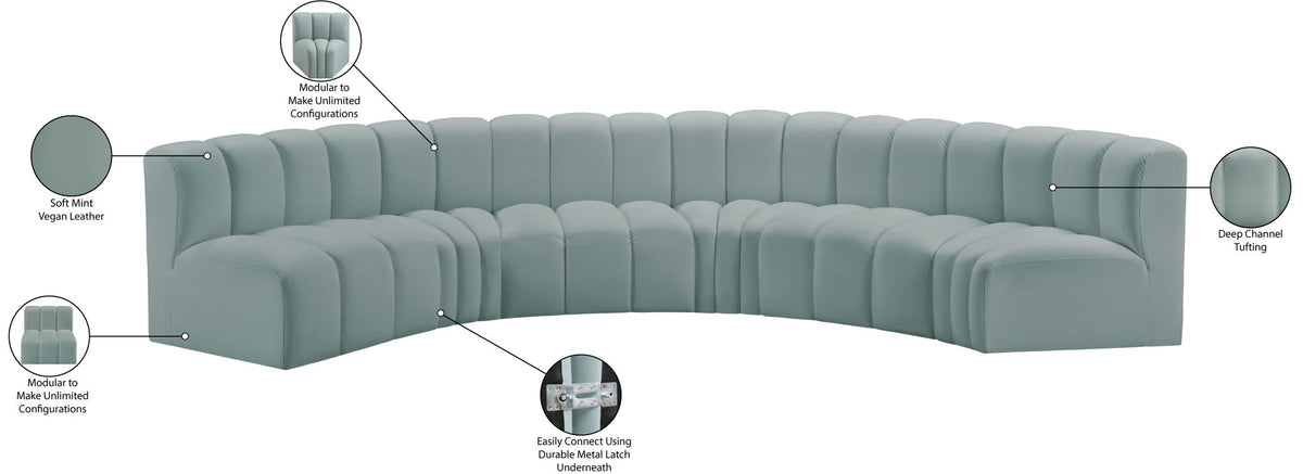 Arc - Faux Leather 6 Piece U-Shaped Modular Sofa