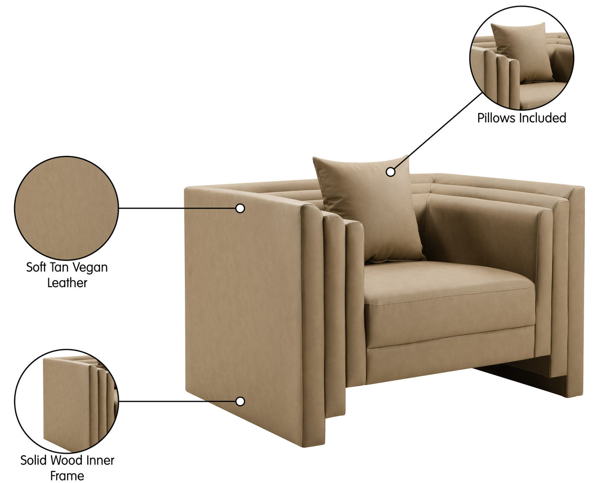 Everett - Vegan Leather Upholstered Chair - Tan