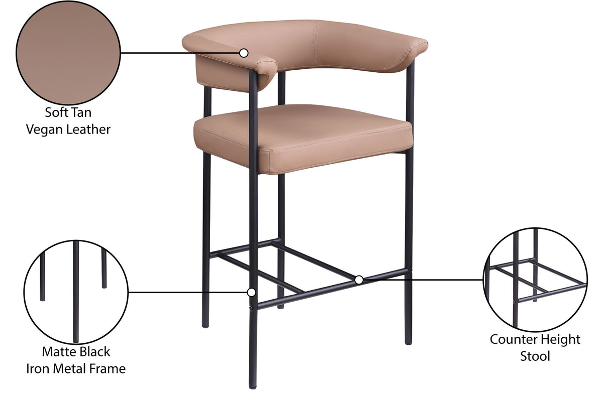 Malin - Faux Leather Counter Stool (Set of 2) - Tan