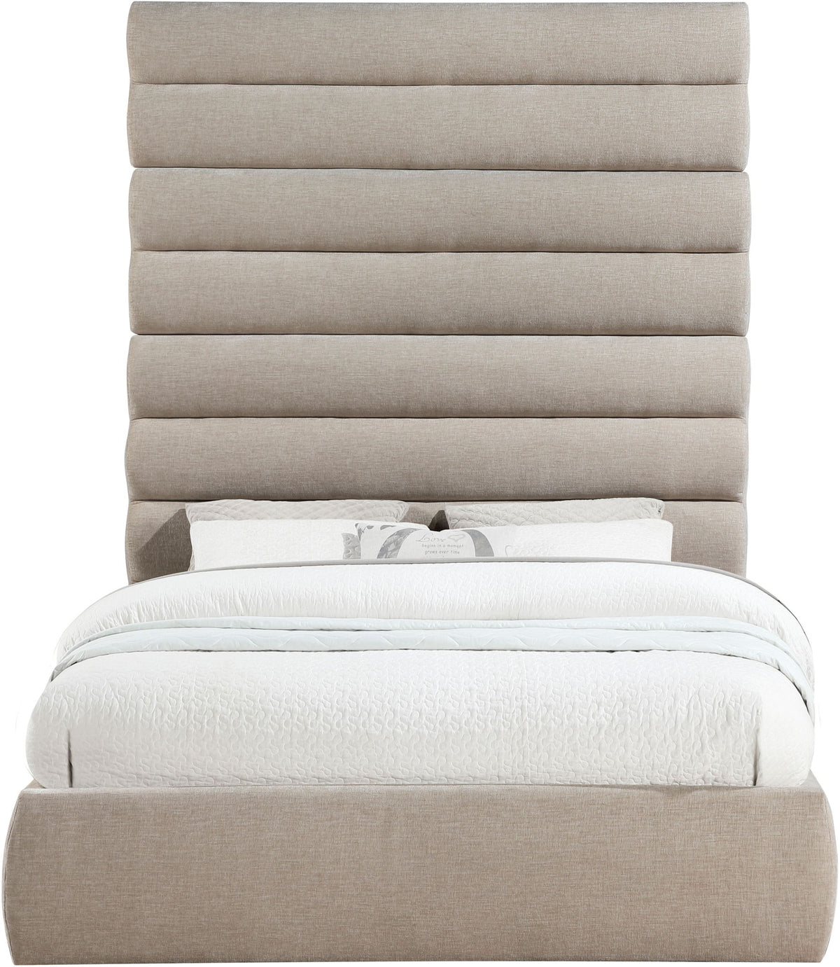 Adam - Chenille Fabric Bed With 89" Headboard