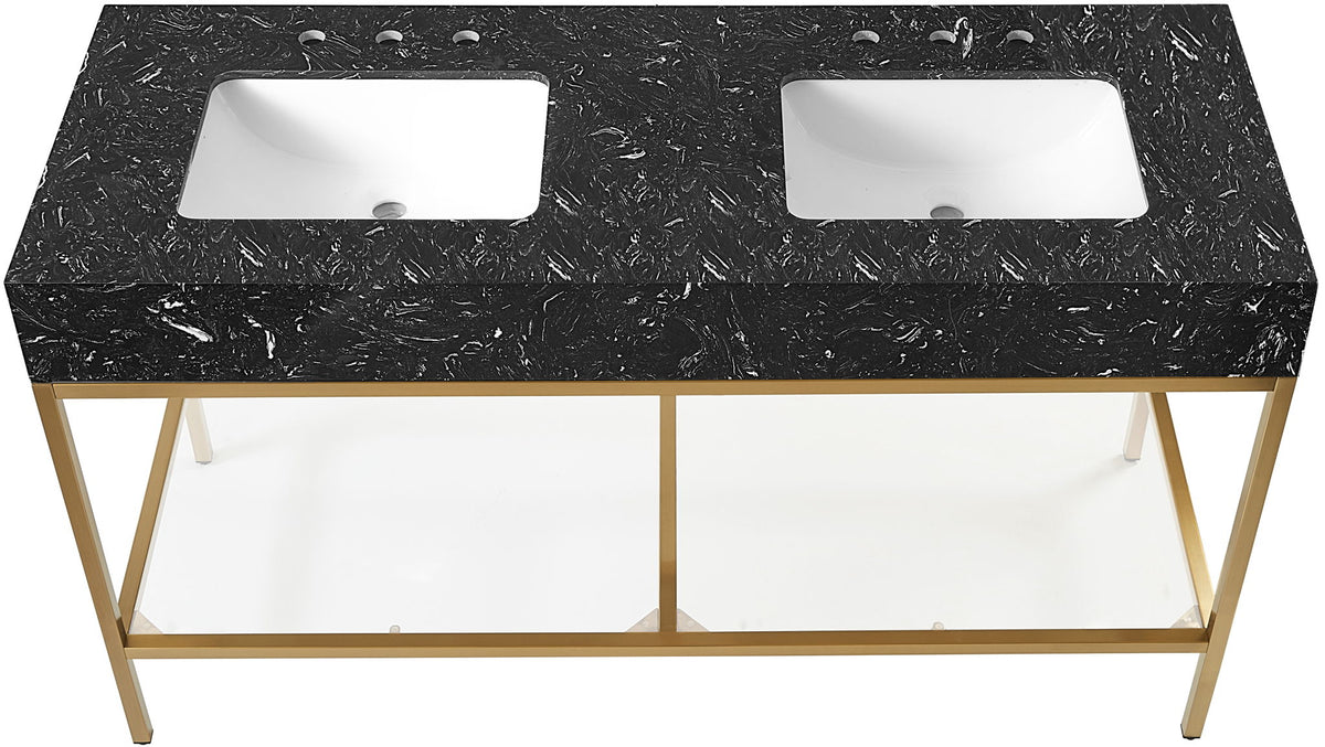 Marmo - Engineered Marble Bathroom Vanity With Gold Base