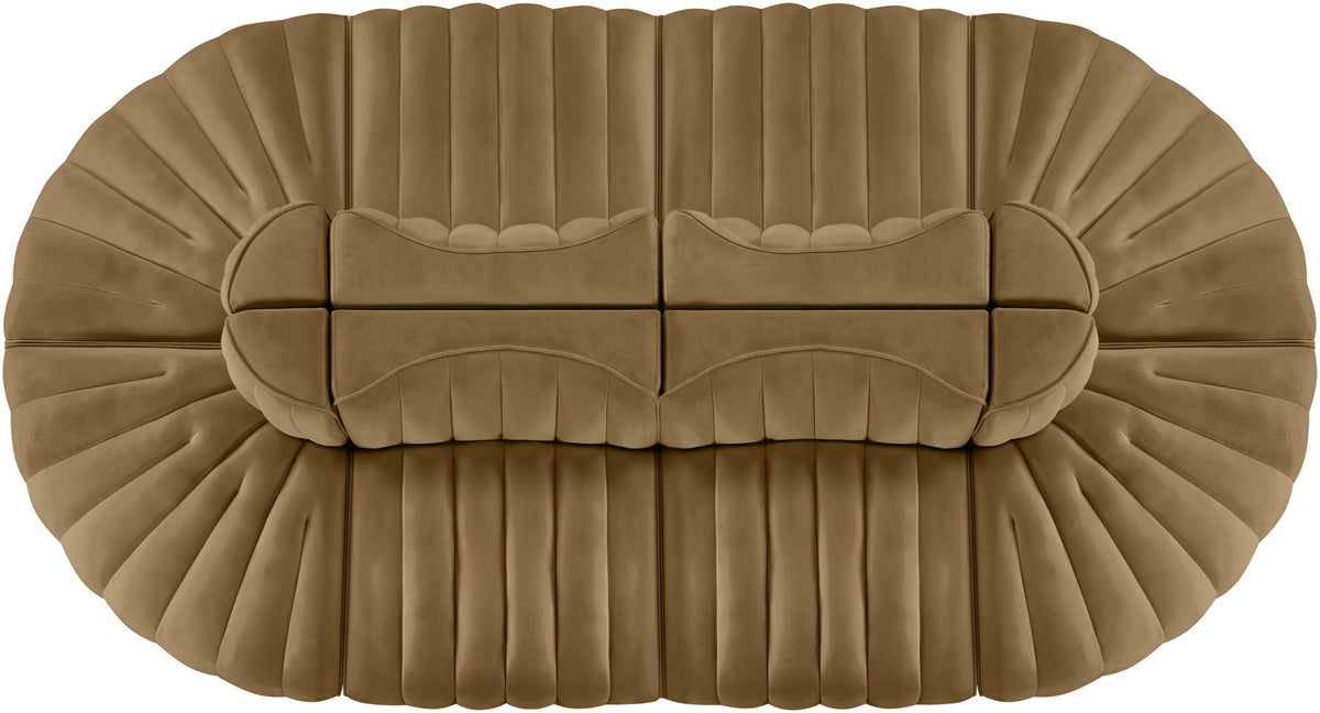 Rummi - Oval Velvet Performance Fabric Upholstered 8 Piece Modular Sectional