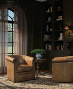 CC - Axton Swivel Leather Club Chair - Dark Brown