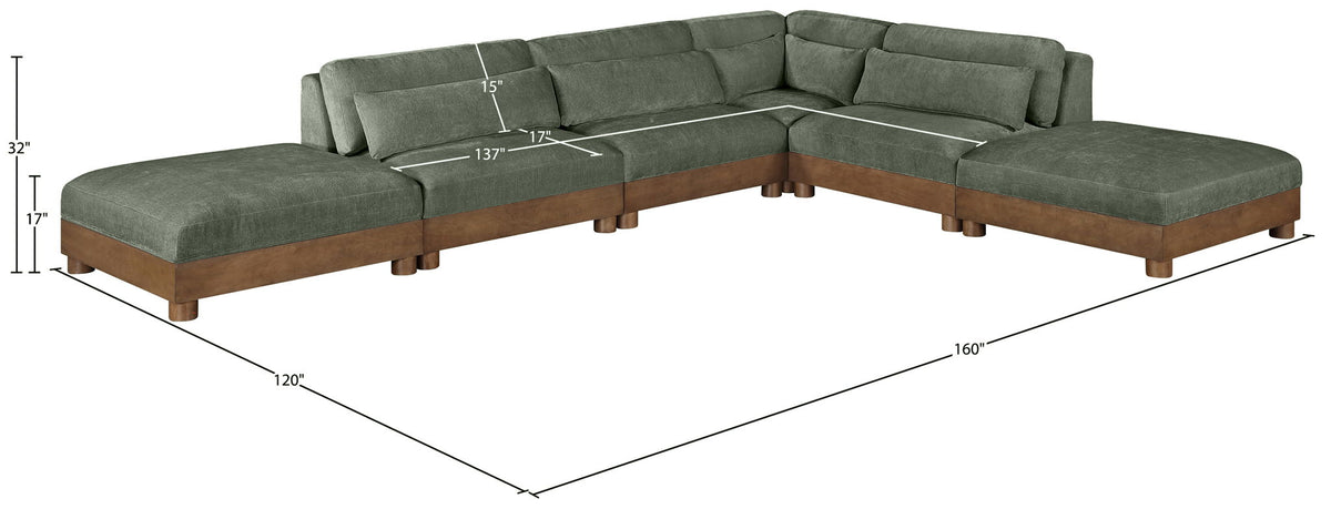 Turin - Chenille Fabric Upholstered Modular Sectional - Green