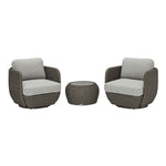 Amira - 3-Piece Outdoor Swivel Lounge Chair Conversation Set - Light Gray / Deep Bronze