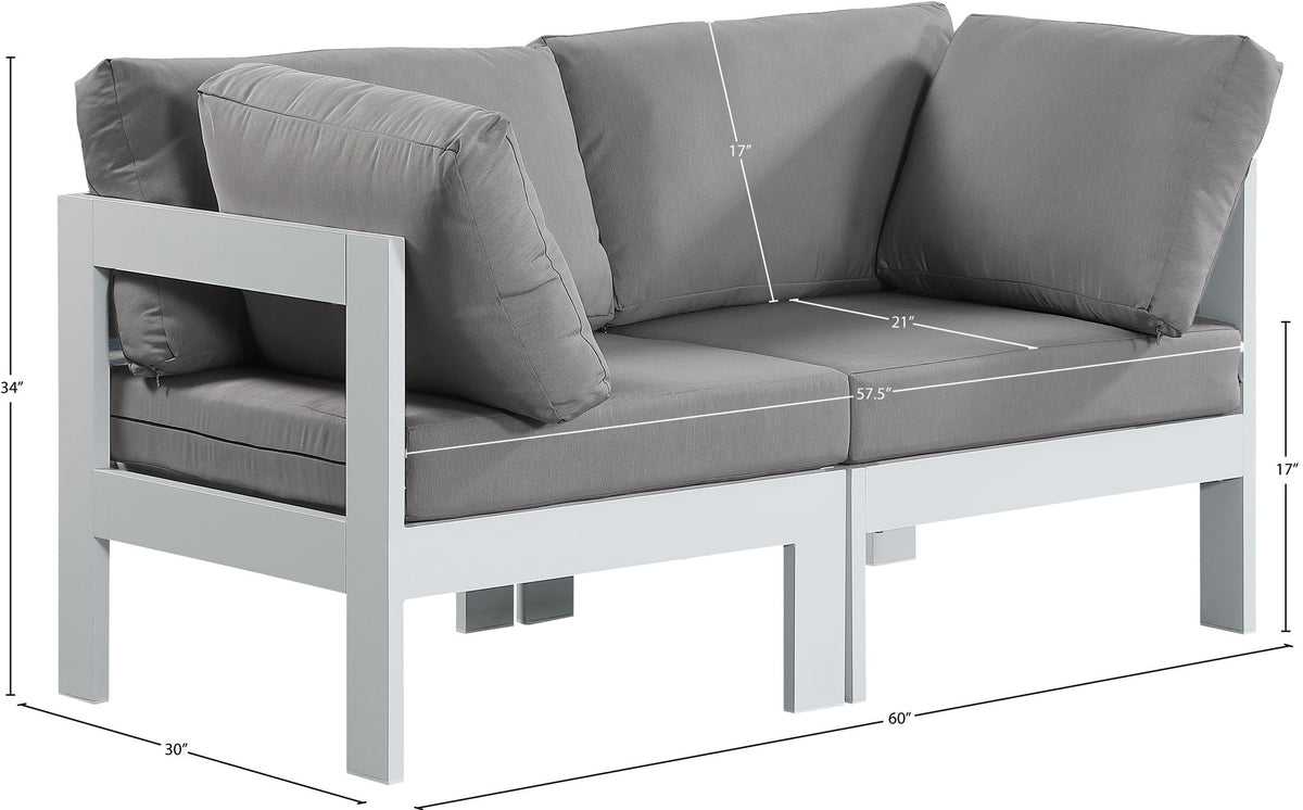 Nizuc - Outdoor Patio 2 Seat Modular Sofa With White Frame