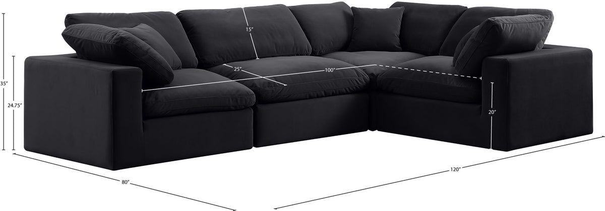 Comfy - 4 Piece Velvet Modular Sectional