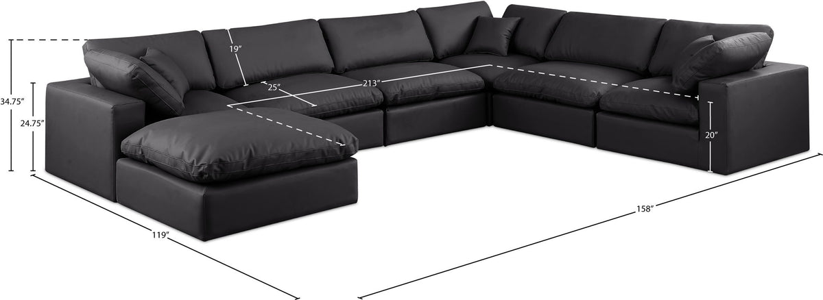 Comfy - 7 Piece Faux Leather Modular Sectional With Chaise
