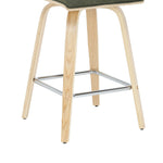 Vienna - 35.5" Swivel Counter Height Square Back Wood Bar Stool With Faux Leather Seat