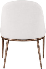 Ferro - Linen Textured Performance Fabric Upholstered Dining Side Chair - Cream / Brushed Bronze