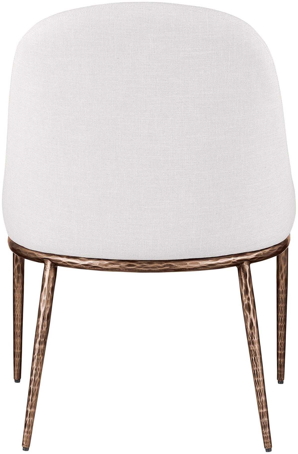 Ferro - Linen Textured Performance Fabric Upholstered Dining Side Chair - Cream / Brushed Bronze