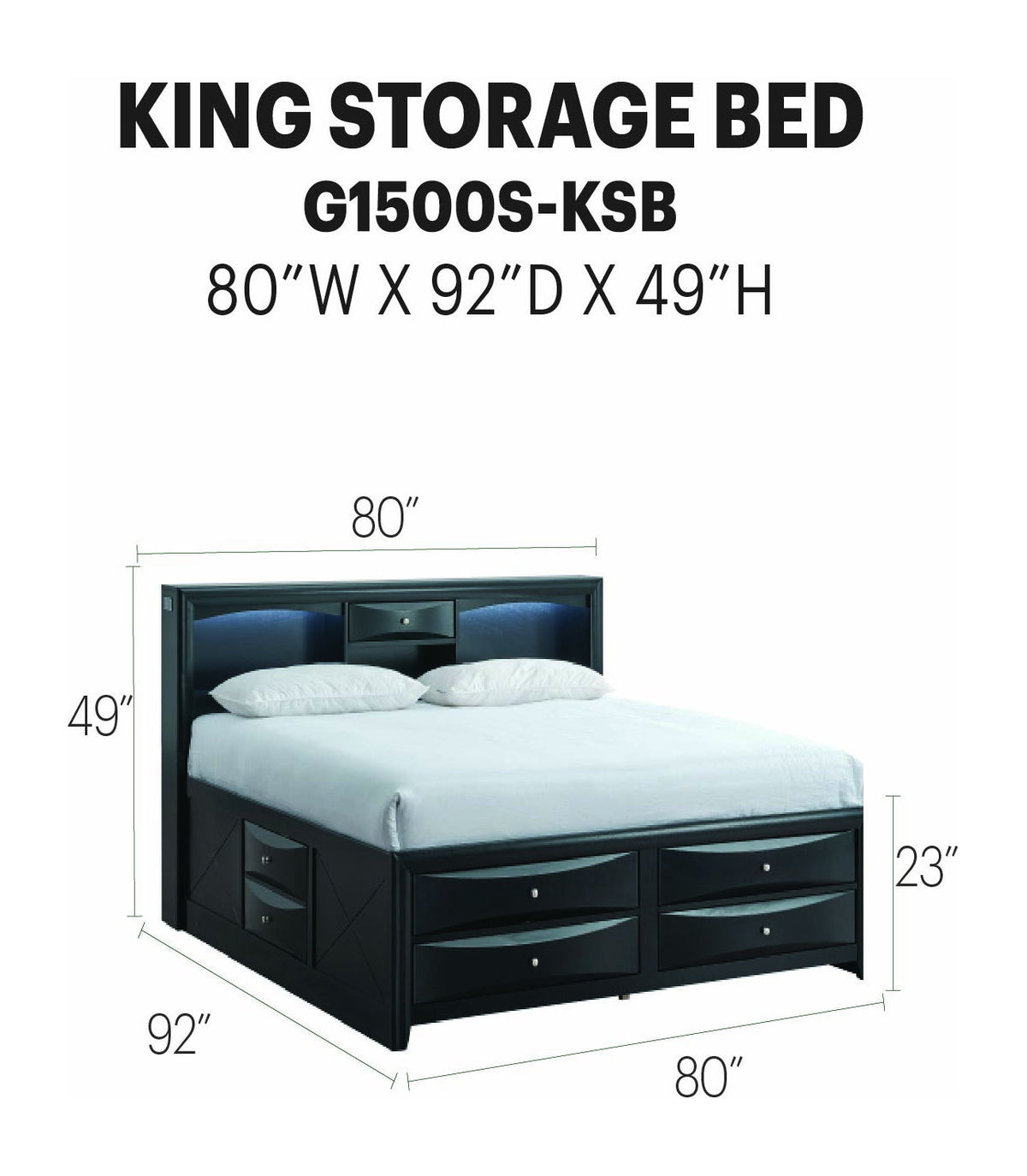 Glory Furniture - Marilla - Storage Bed With Lighting