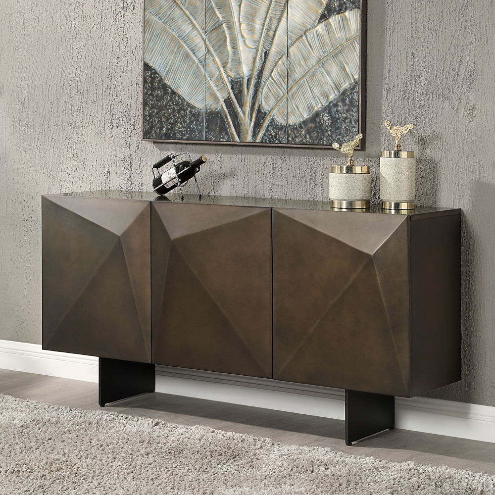 Malika - Ceramic Top Server - Copper Cross Brushed